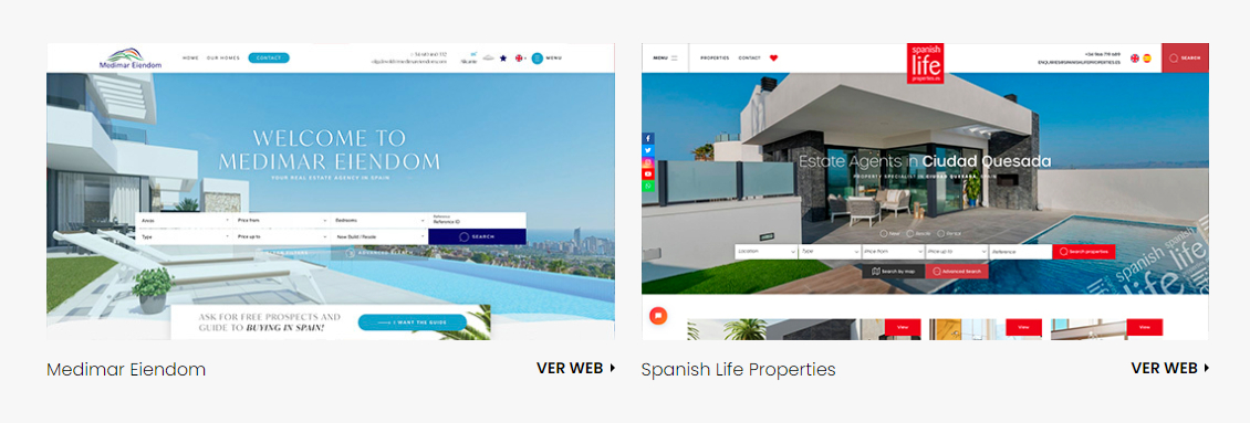 Medimar Eiendom and Spanish Life Properties, 2 examples of fully customised professional websites