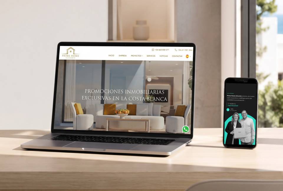 Prime Home Alicante estrena una web corporativa elegante y práctica para presentar sus proyectos