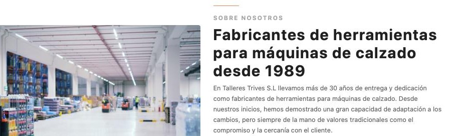 Talleres Trives renews its website catalogue with a fresh and homogeneous design: this is the result