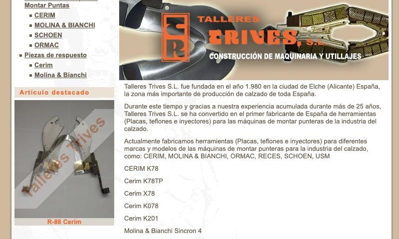 Talleres Trives renueva su página web catálogo con un diseño fresco y homogéneo: este es el resultado