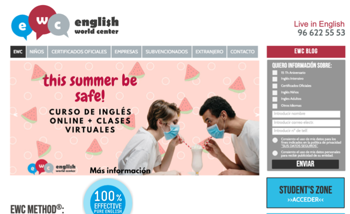 Modern, attractive and easy to navigate: this is the new English World Centre website designed by Mediaelx LetsINMO