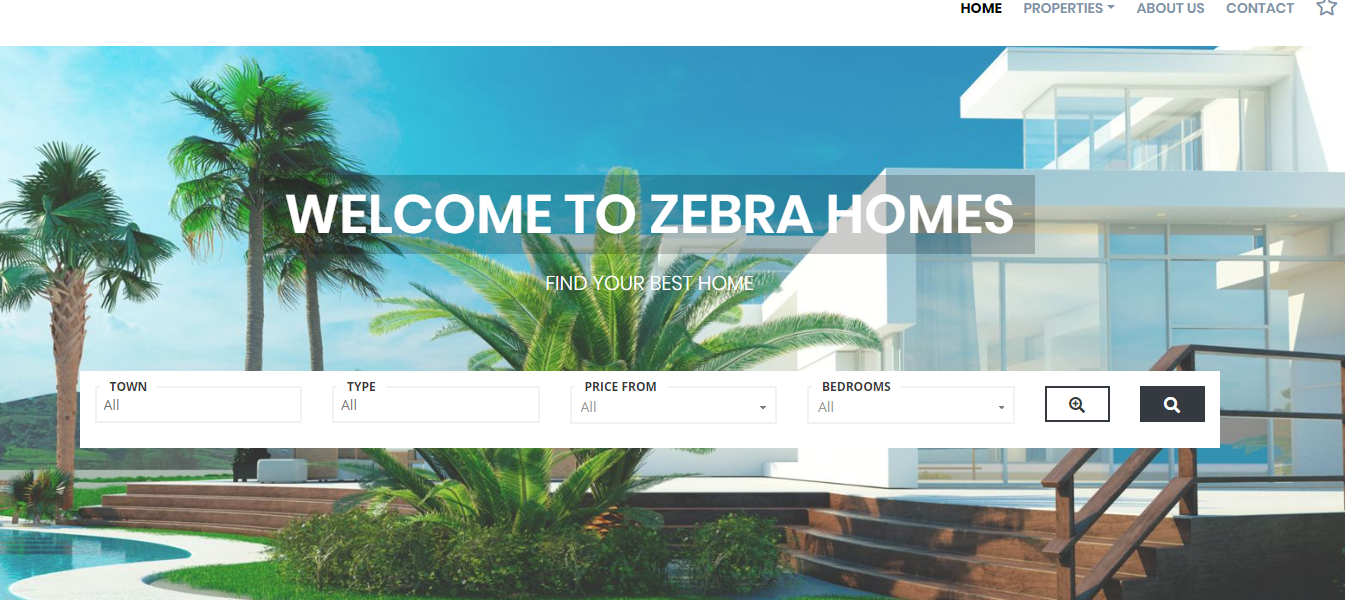 Zebra Homes, design and quality in a real estate website