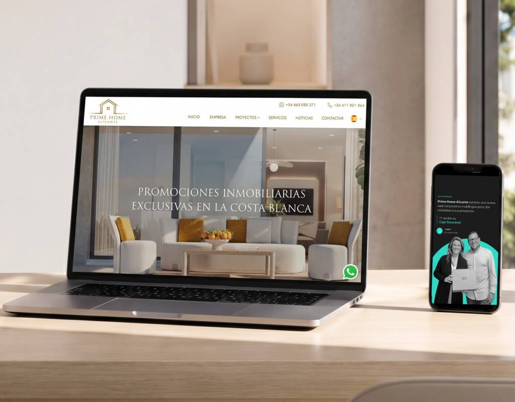 Prime Home Alicante estrena una web corporativa elegante y práctica para presentar sus proyectos